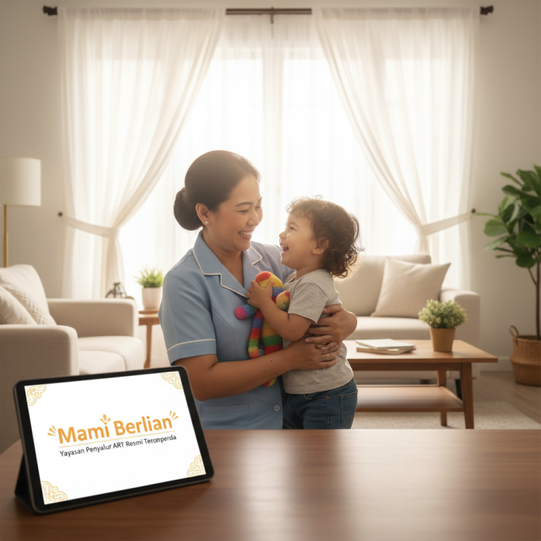 Ilustrasi kantor yayasan penyalur ART resmi yang sedang melakukan interview pekerja