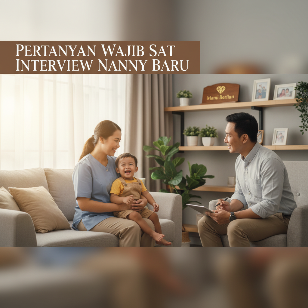 Ibu muda sedang mewawancarai calon nanny sambil menggendong bayi untuk mencari pertanyaan interview nanny terbaik