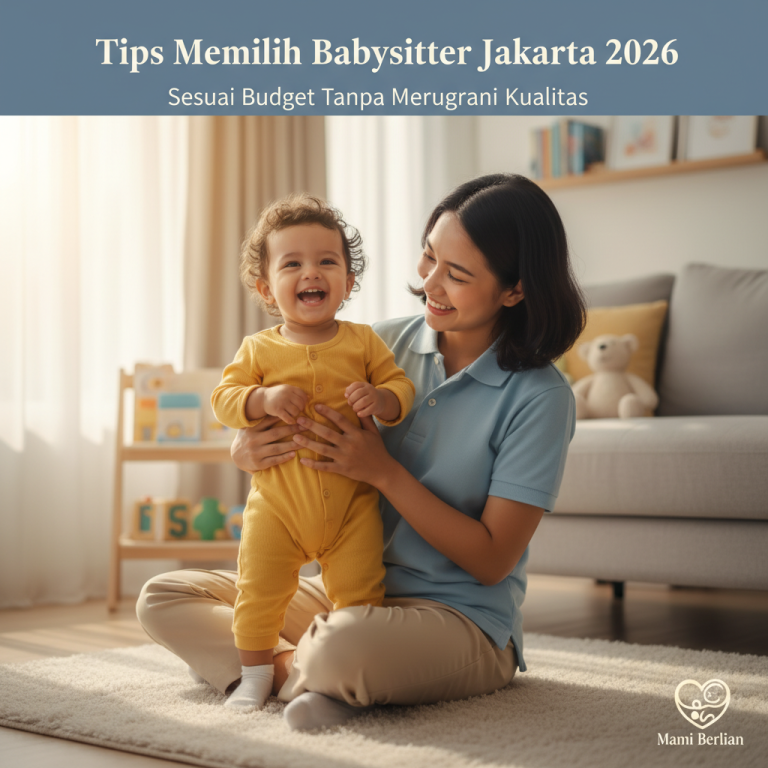 Seorang babysitter profesional dari Mami Berlian Agency sedang mengajak balita bermain edukatif dengan penuh kasih sayang di Jakarta