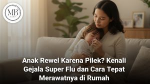 Seorang pengasuh sedang merawat anak dengan gejala super flu pada anak di rumah