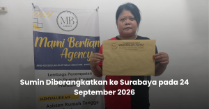 Pemberangkatan Sumin ke Surabaya oleh Mami Berlian Agency