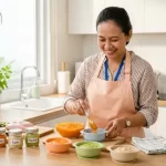 Pengasuh profesional Mami Berlian Agency menyiapkan MPASI bergizi untuk bayi